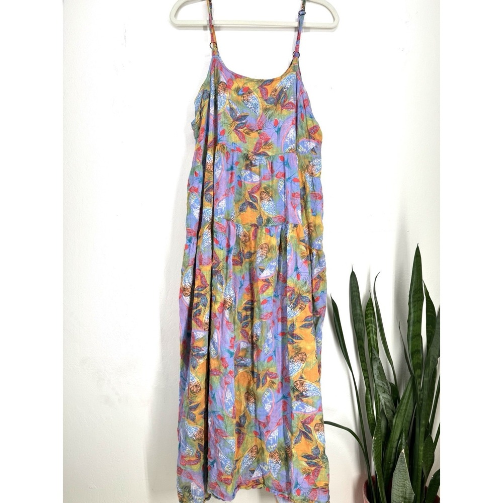 Lightweight Gauzy Cotton Boho Hippie Dress Womens 2XL Maxi Floral Colorful Flowy - Picture 4 of 4